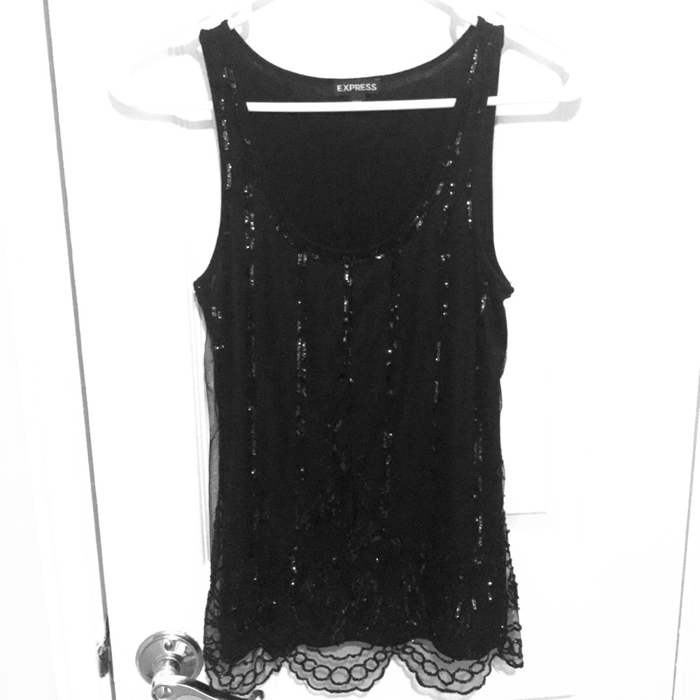Black sequin Express tank top
